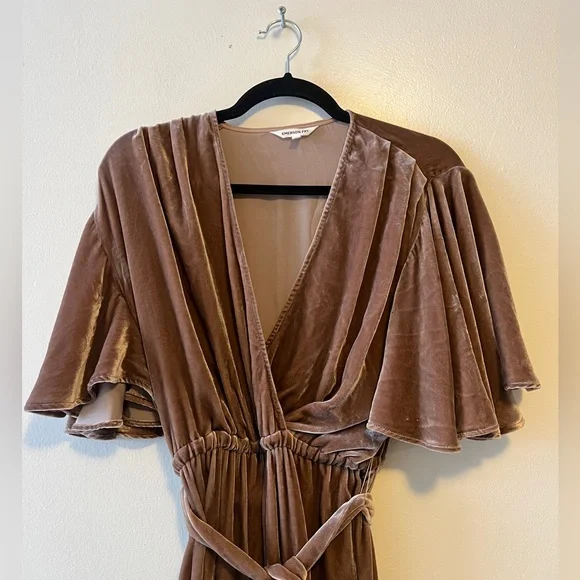 EMERSON FRY LILA DRESS - CHESTNUT SILK VELVET SIZE XS - Picture 7 of 12